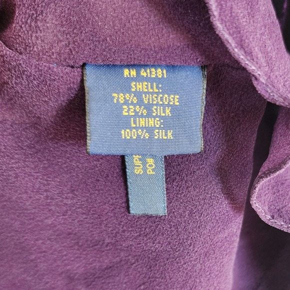 Polo Ralph Lauren Velvet Silk Blend Dress Sz 6 Purple Flutter Sleeve Party - Picture 14 of 15